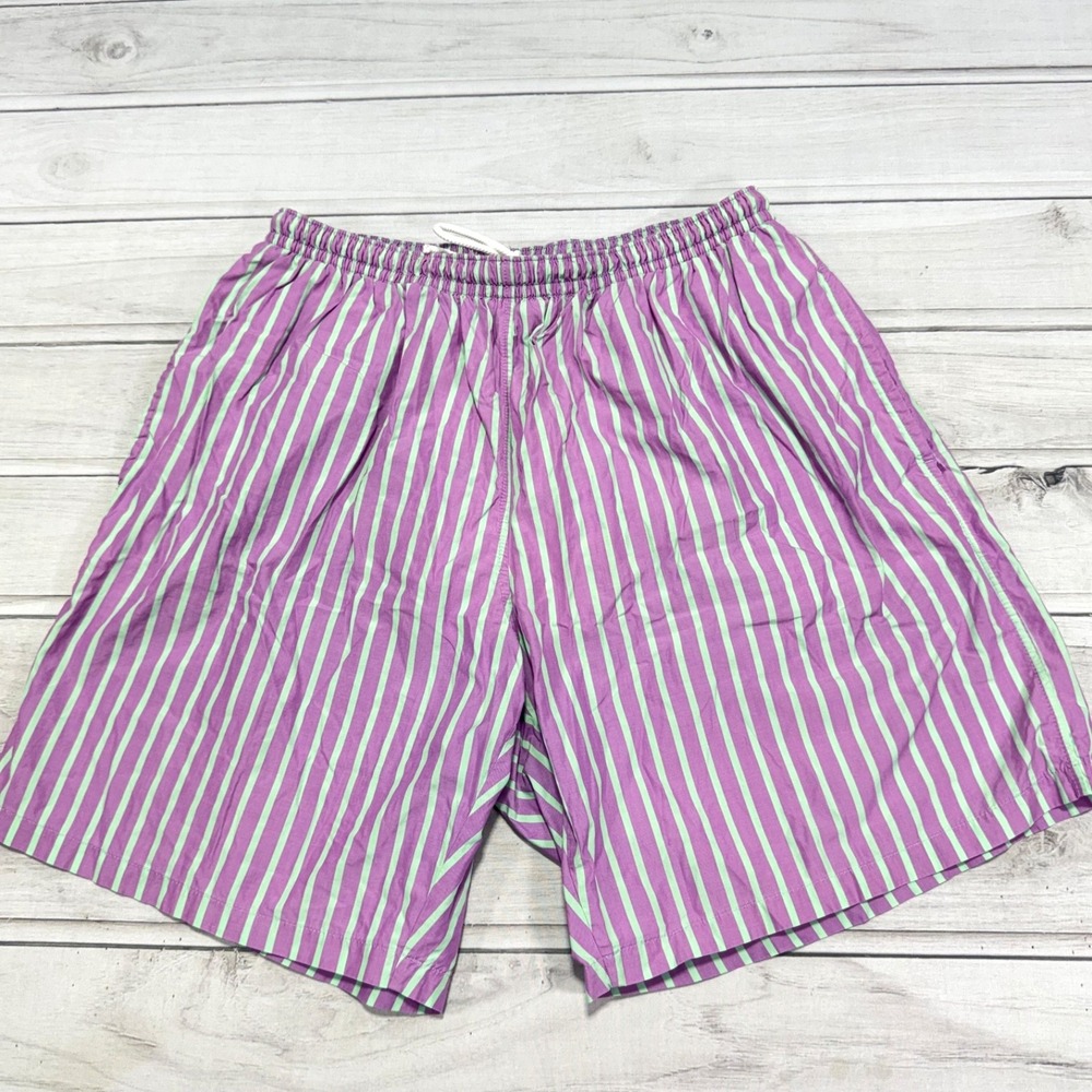 Ralph Lauren Purple Label Swim Trunks Shorts Mens L Purple Striped Bathing Suit
